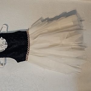 American Princess Dress Girls Navy Blue and White/Pearls front waist Size 2T